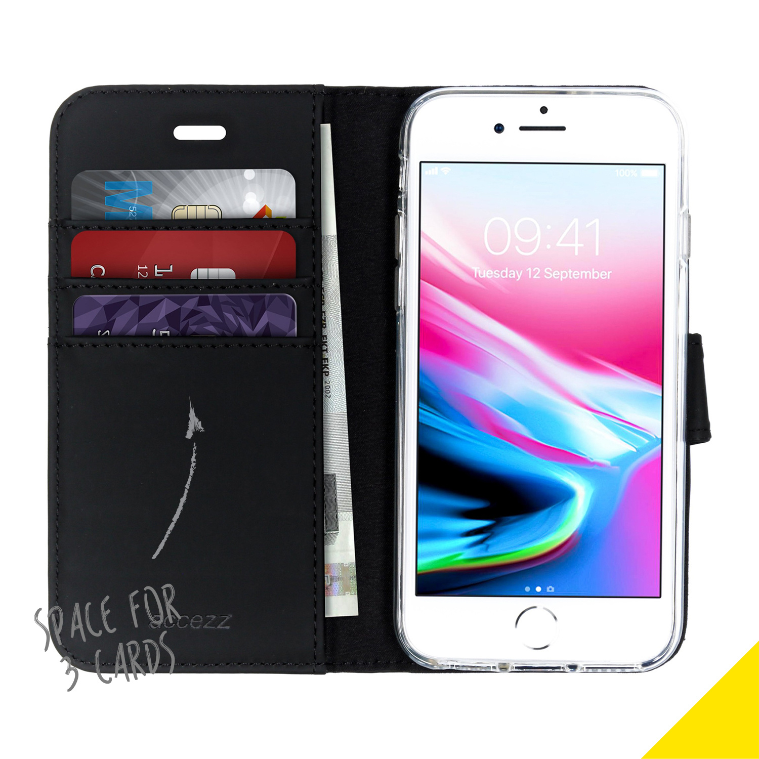 Accezz Wallet Softcase Bookcase Apple iPhone SE (2022 / 2020) / 8 / 7 / 6(s) - Zwart - Afbeelding 3
