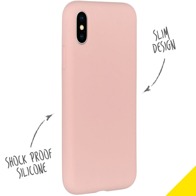 Accezz Liquid Silicone Backcover Apple iPhone Xs / X - Roze - Afbeelding 2