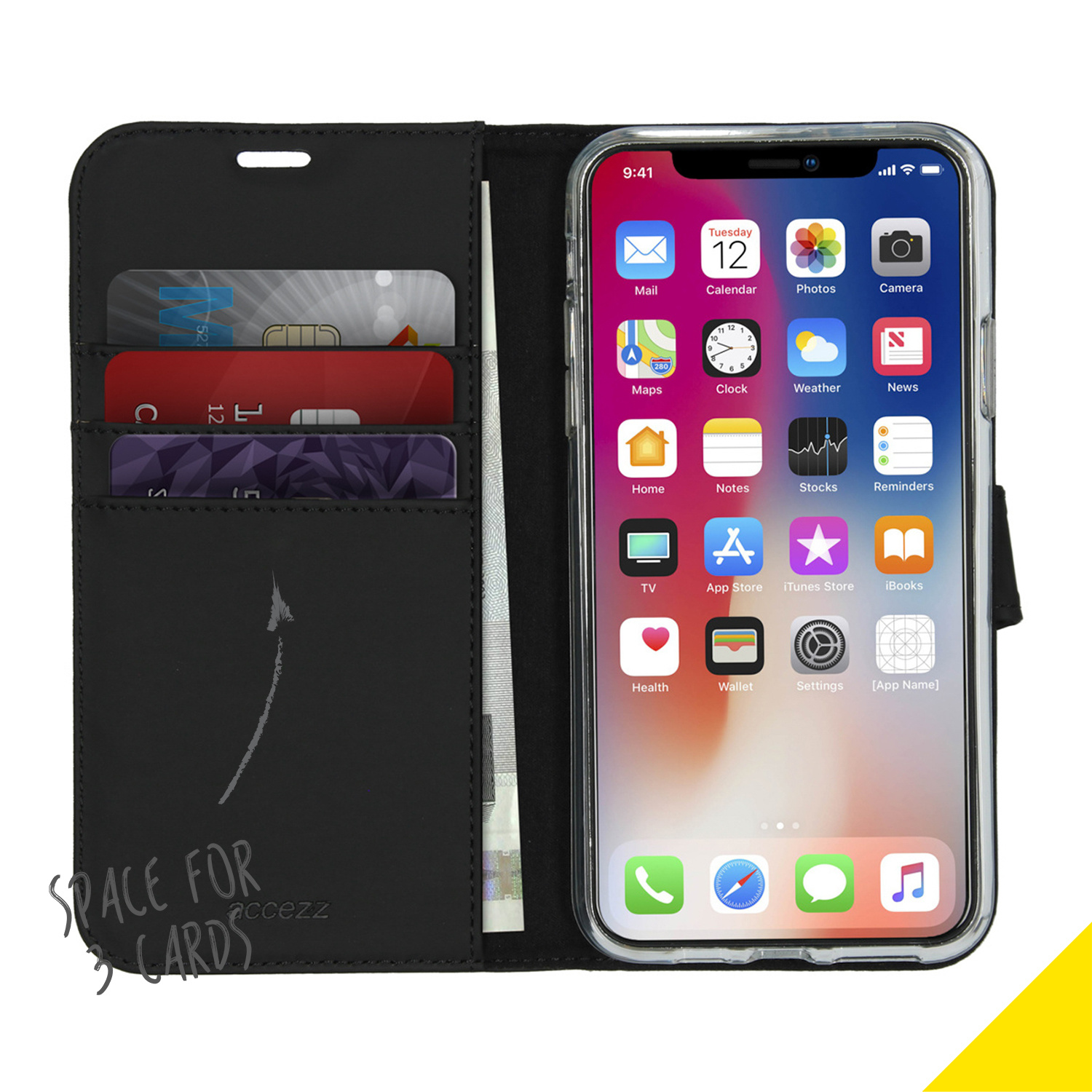 Accezz Wallet Softcase Bookcase Apple iPhone 11 Pro Max - Zwart - Afbeelding 3