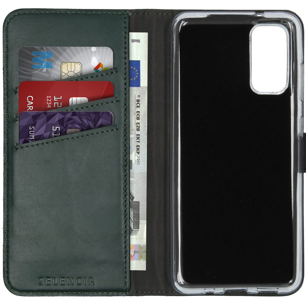 Selencia Echt Leren Bookcase Samsung Galaxy S20 - Groen - Afbeelding 3