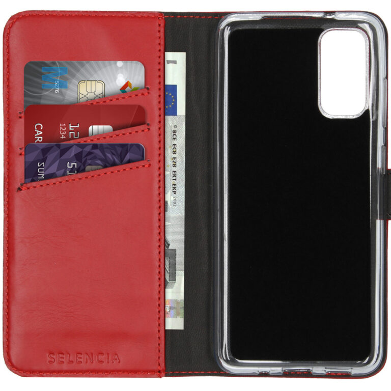 Selencia Echt Lederen Bookcase Samsung Galaxy S20 - Rood - Afbeelding 3