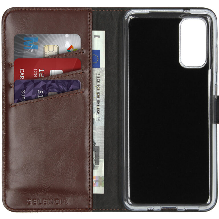 Selencia Echt Lederen Bookcase Samsung Galaxy S20 - Bruin - Afbeelding 3