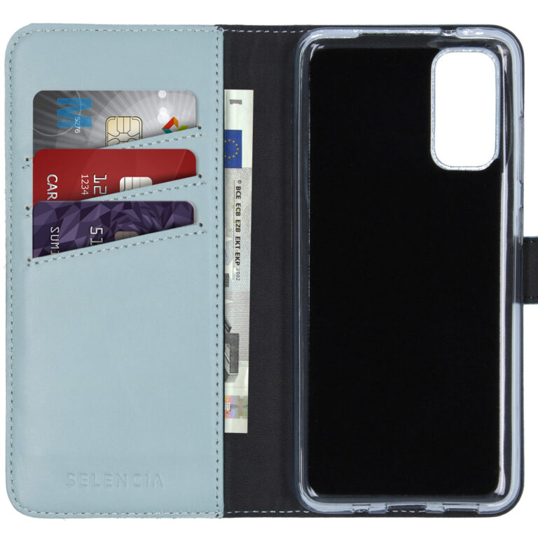 Selencia Echt Lederen Bookcase Samsung Galaxy S20 - Lichtblauw - Afbeelding 3