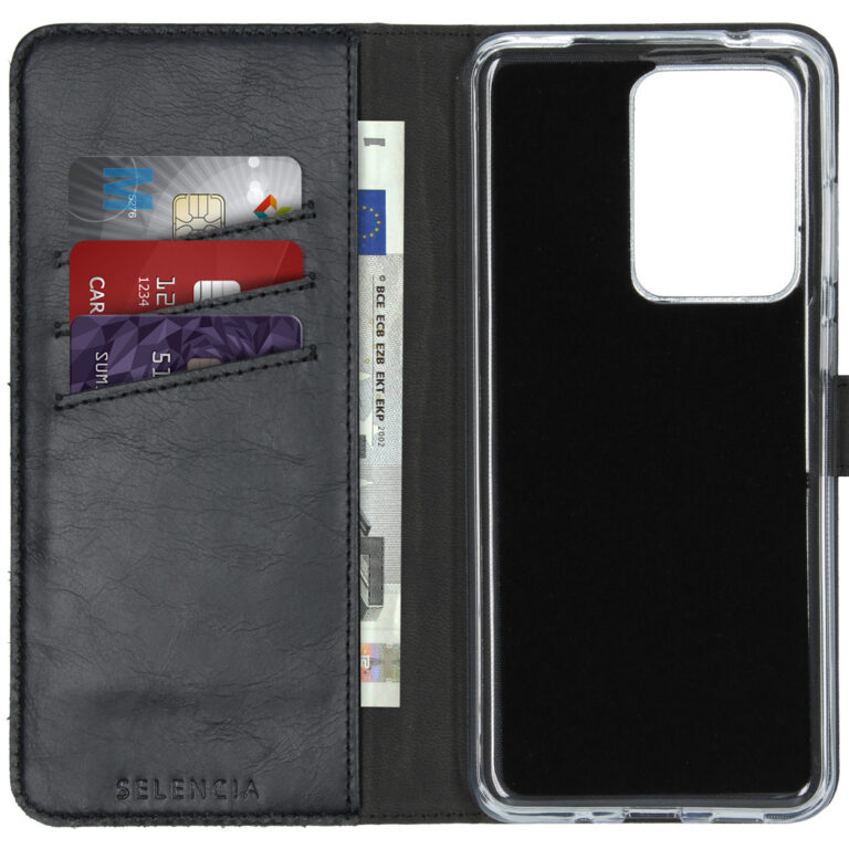 Selencia Echt Lederen Bookcase Samsung Galaxy S20 Ultra - Zwart - Afbeelding 3