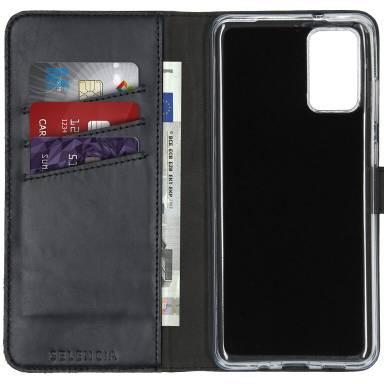 Selencia Echt Lederen Bookcase Samsung Galaxy S20 Plus - Zwart - Afbeelding 3
