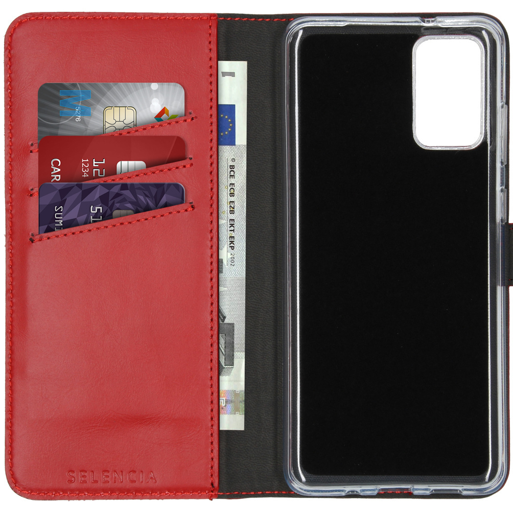 Selencia Echt Leren Bookcase Samsung Galaxy S20 Plus - Rood - Afbeelding 3