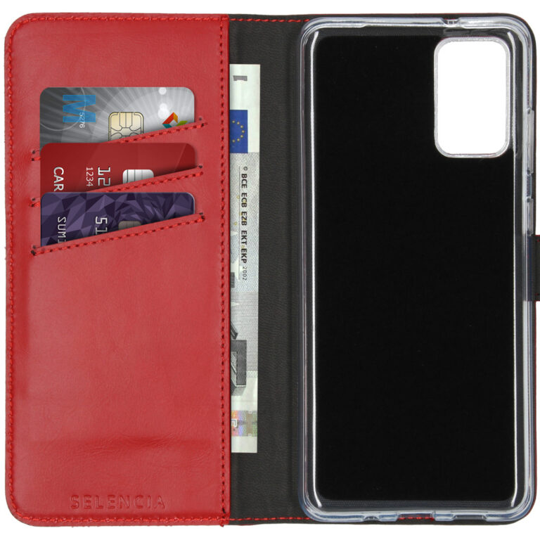 Selencia Echt Lederen Bookcase Samsung Galaxy S20 Plus - Rood - Afbeelding 3
