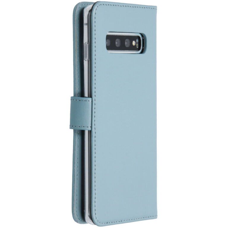 Selencia Echt Lederen Bookcase Samsung Galaxy S10 - Lichtblauw - Afbeelding 3