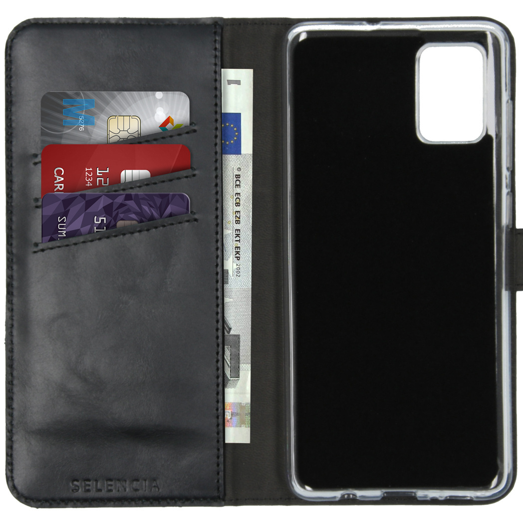 Selencia Echt Leren Bookcase Samsung Galaxy A71 - Zwart - Afbeelding 3
