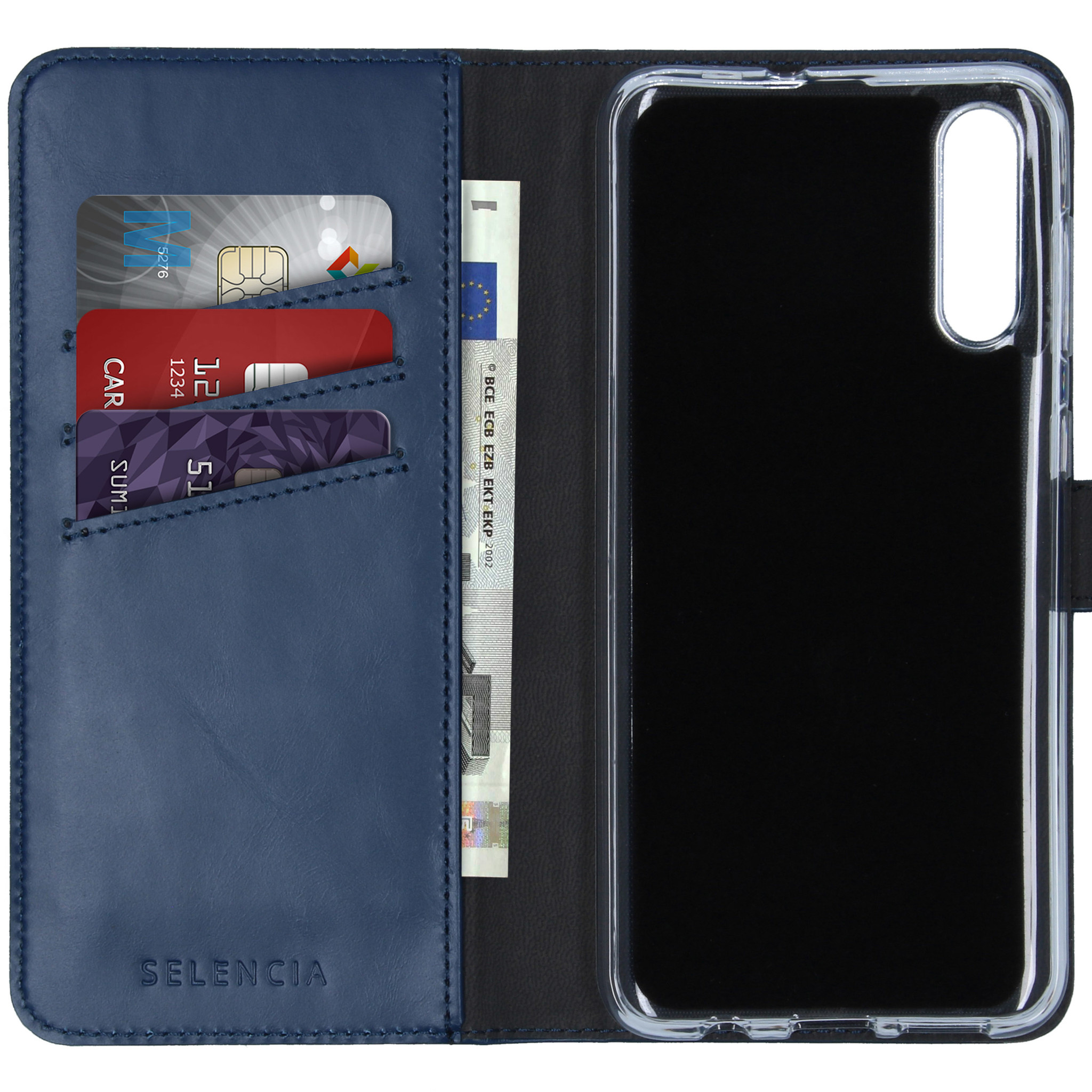 Selencia Echt Leren Bookcase Samsung Galaxy A50 / A30s - Blauw - Afbeelding 3