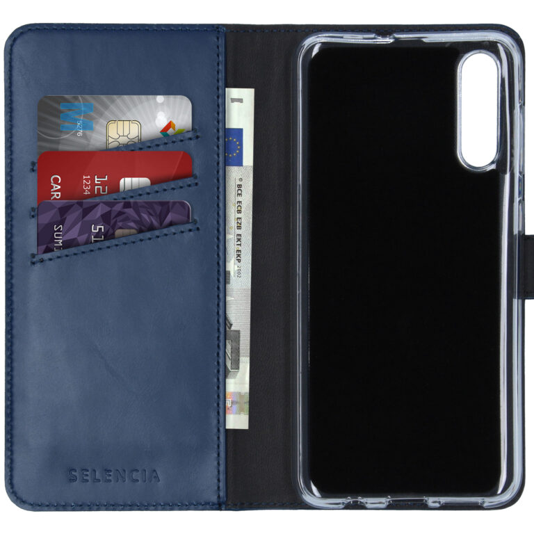 Selencia Echt Lederen Bookcase Samsung Galaxy A50 / A30s - Blauw - Afbeelding 3