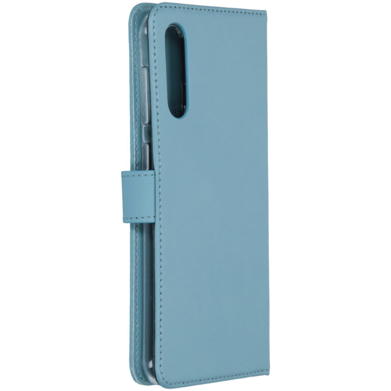 Selencia Echt Lederen Bookcase Samsung Galaxy A50 / A30s - Lichtblauw - Afbeelding 2