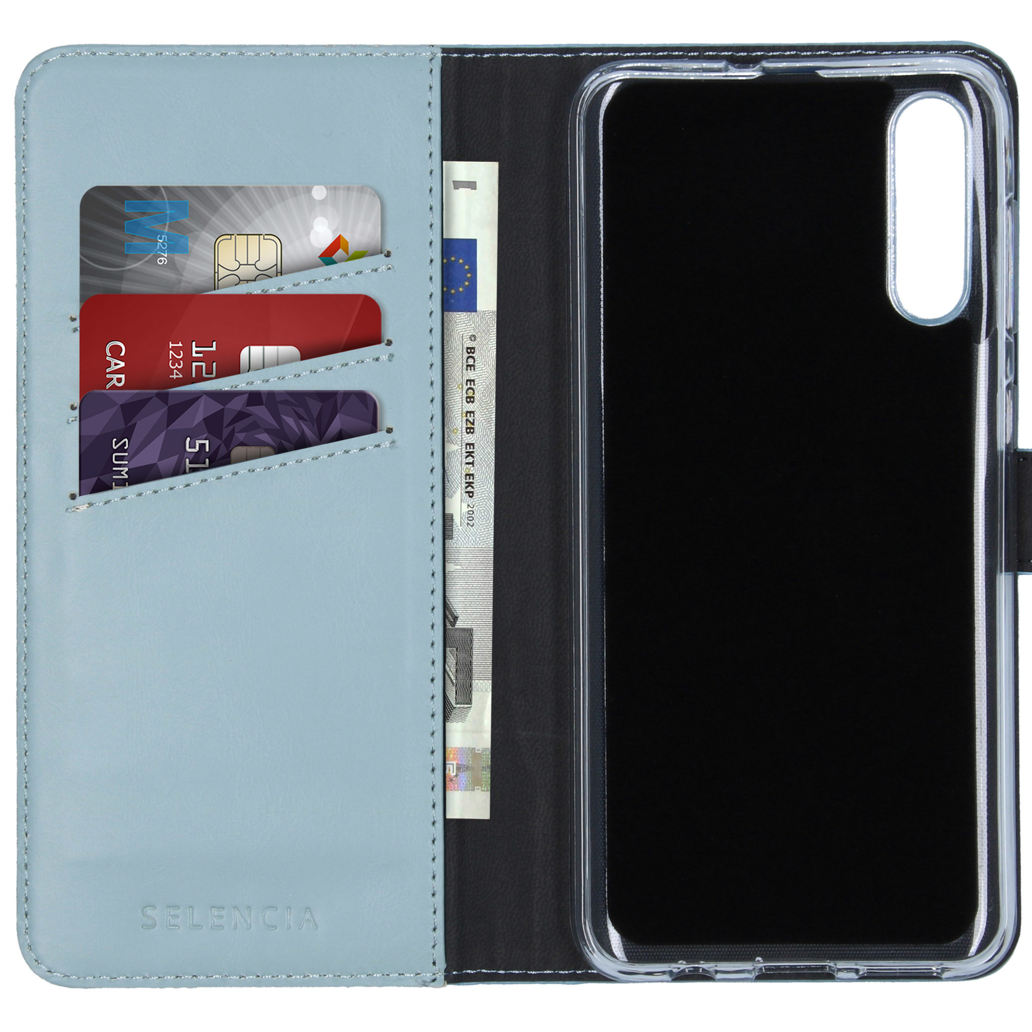 Selencia Echt Leren Bookcase Samsung Galaxy A50 / A30s - Air Blue - Afbeelding 3