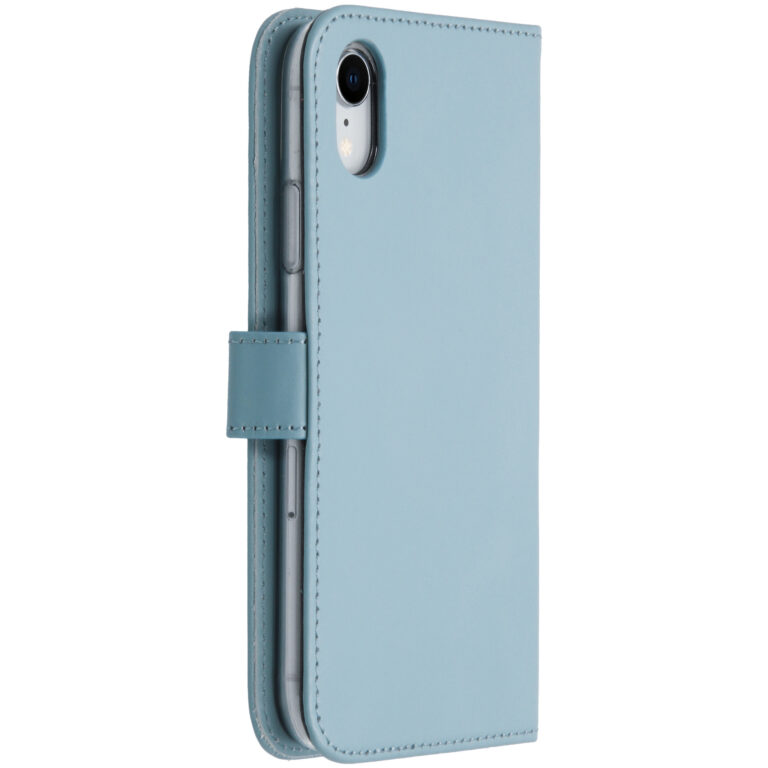 Selencia Echt Lederen Bookcase Apple iPhone Xr - Lichtblauw - Afbeelding 3