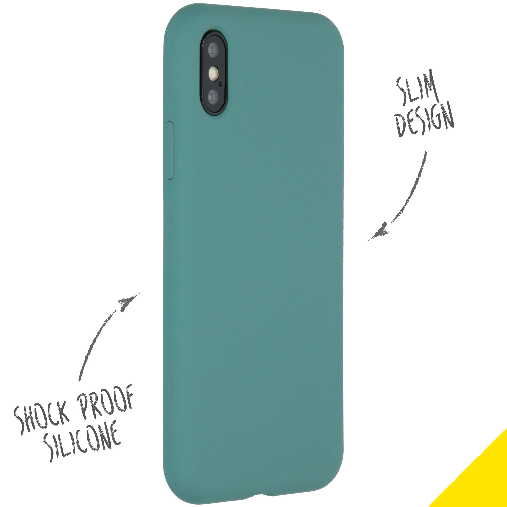 Accezz Liquid Silicone Backcover Apple iPhone X / Xs - Donkergroen - Afbeelding 2