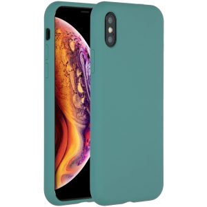 Accezz Liquid Silicone Backcover Apple iPhone X / Xs - Donkergroen