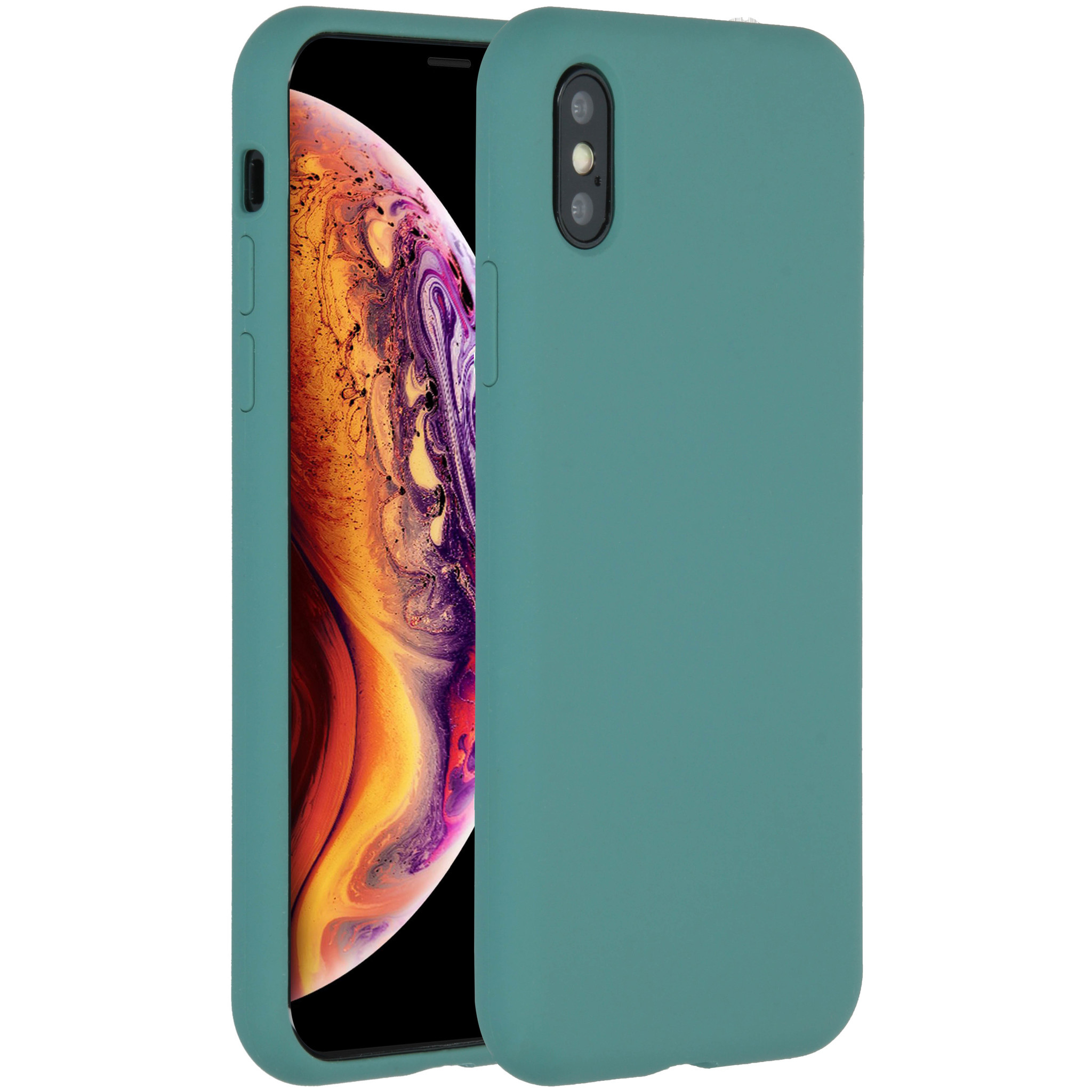 Accezz Liquid Silicone Backcover Apple iPhone Xs / X – Donkergroen