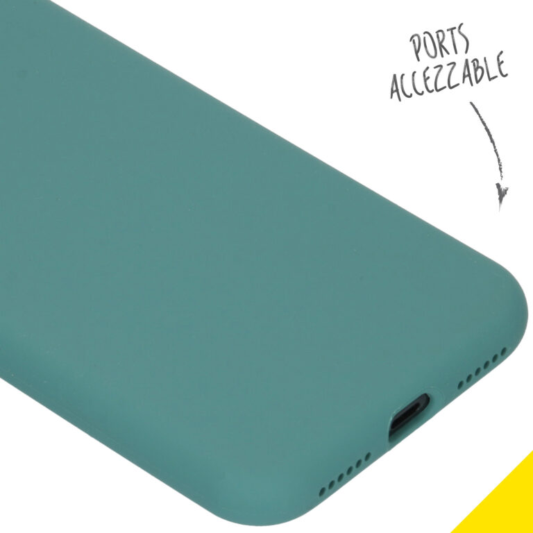 Accezz Liquid Silicone Backcover Apple iPhone Xs / X - Donkergroen - Afbeelding 3
