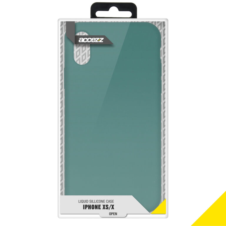 Accezz Liquid Silicone Backcover Apple iPhone Xs / X - Donkergroen - Afbeelding 4