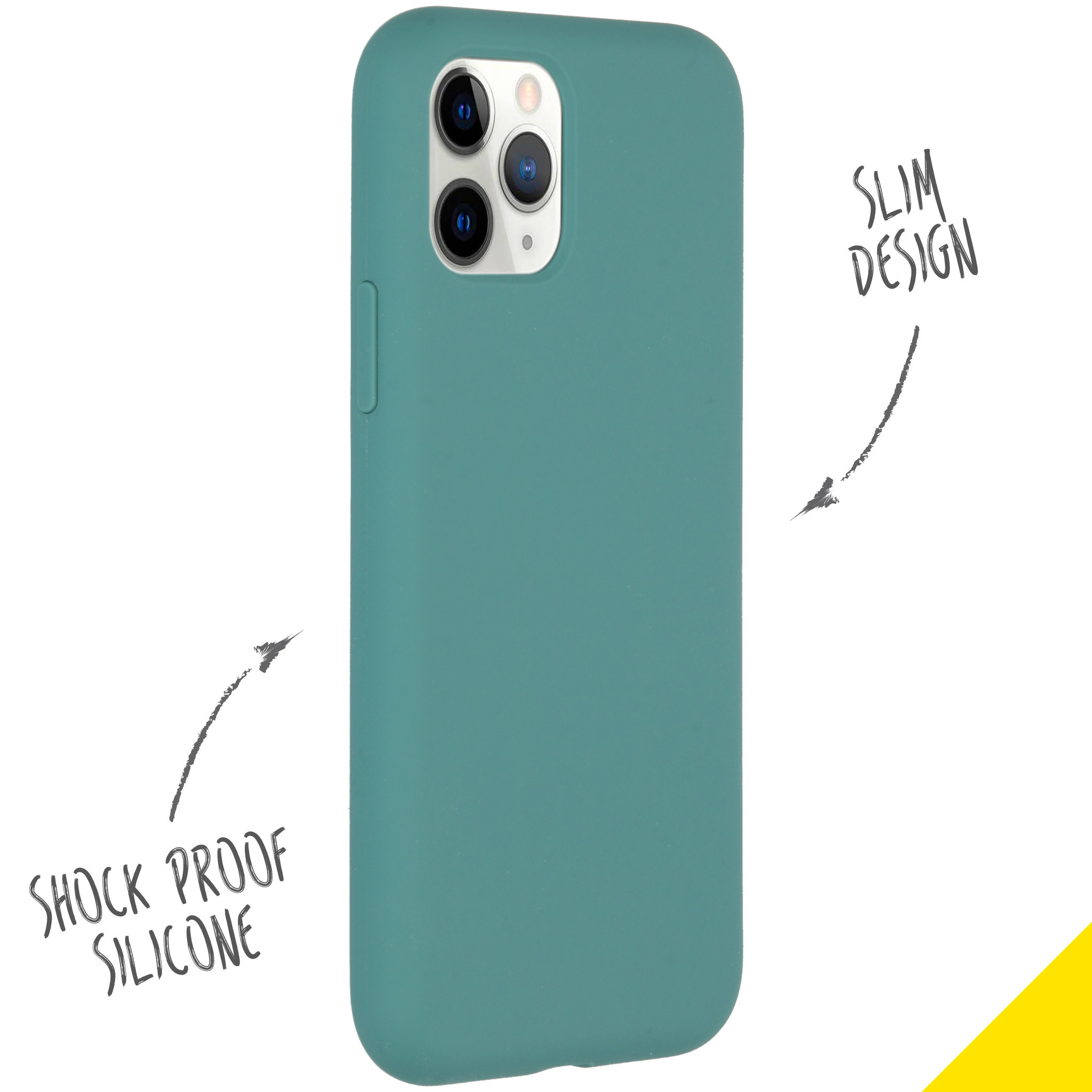 Accezz Liquid Silicone Backcover Apple iPhone 11 Pro - Donkergroen - Afbeelding 2