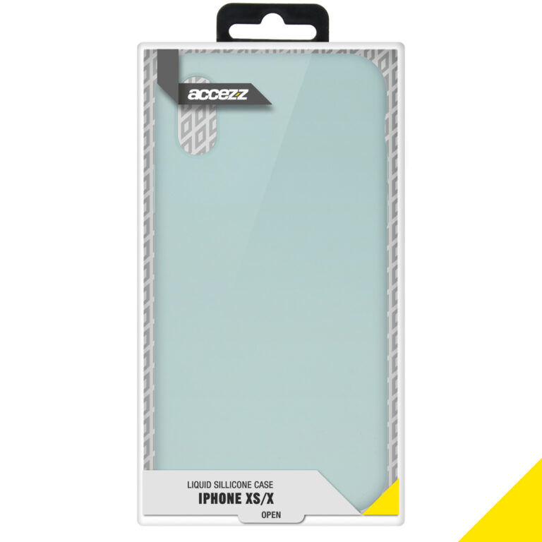 Accezz Liquid Silicone Backcover Apple iPhone Xs / X - Sky Blue - Afbeelding 4