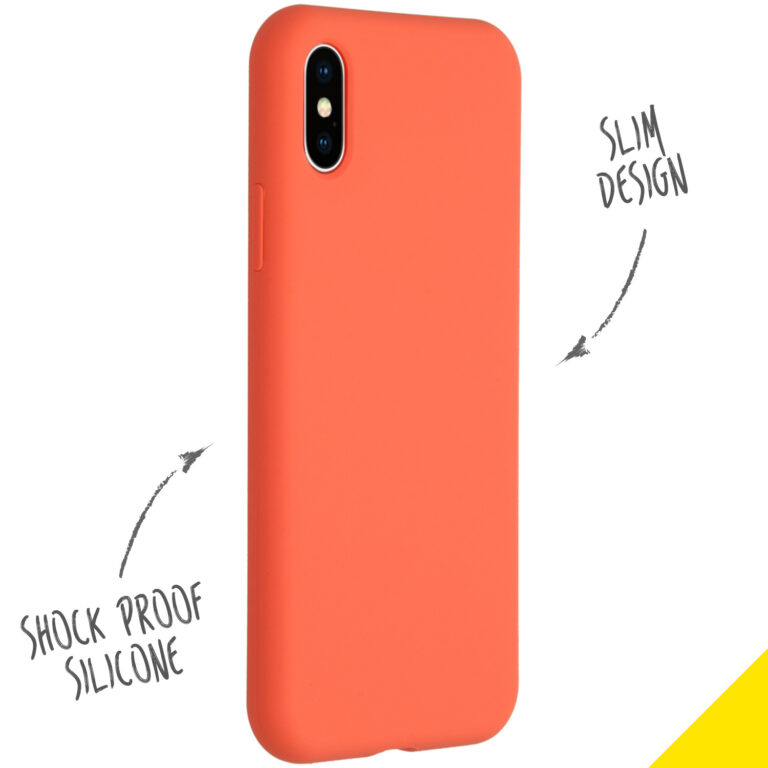Accezz Liquid Silicone Backcover Apple iPhone Xs / X - Nectarine - Afbeelding 2