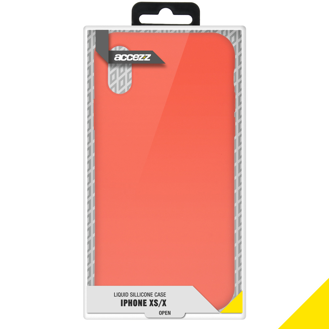 Accezz Liquid Silicone Backcover Apple iPhone X / Xs - Nectarine - Afbeelding 4