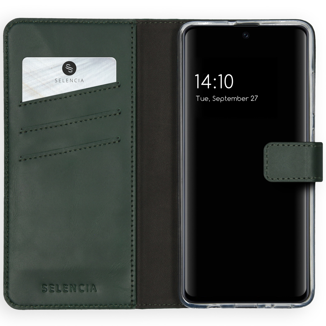 Selencia Echt Lederen Bookcase Samsung Galaxy A51 – Groen