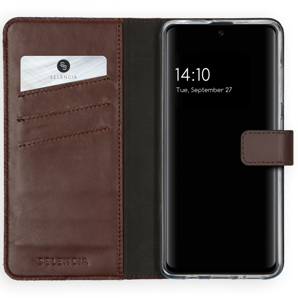 Selencia Echt Lederen Bookcase Samsung Galaxy A51 – Bruin