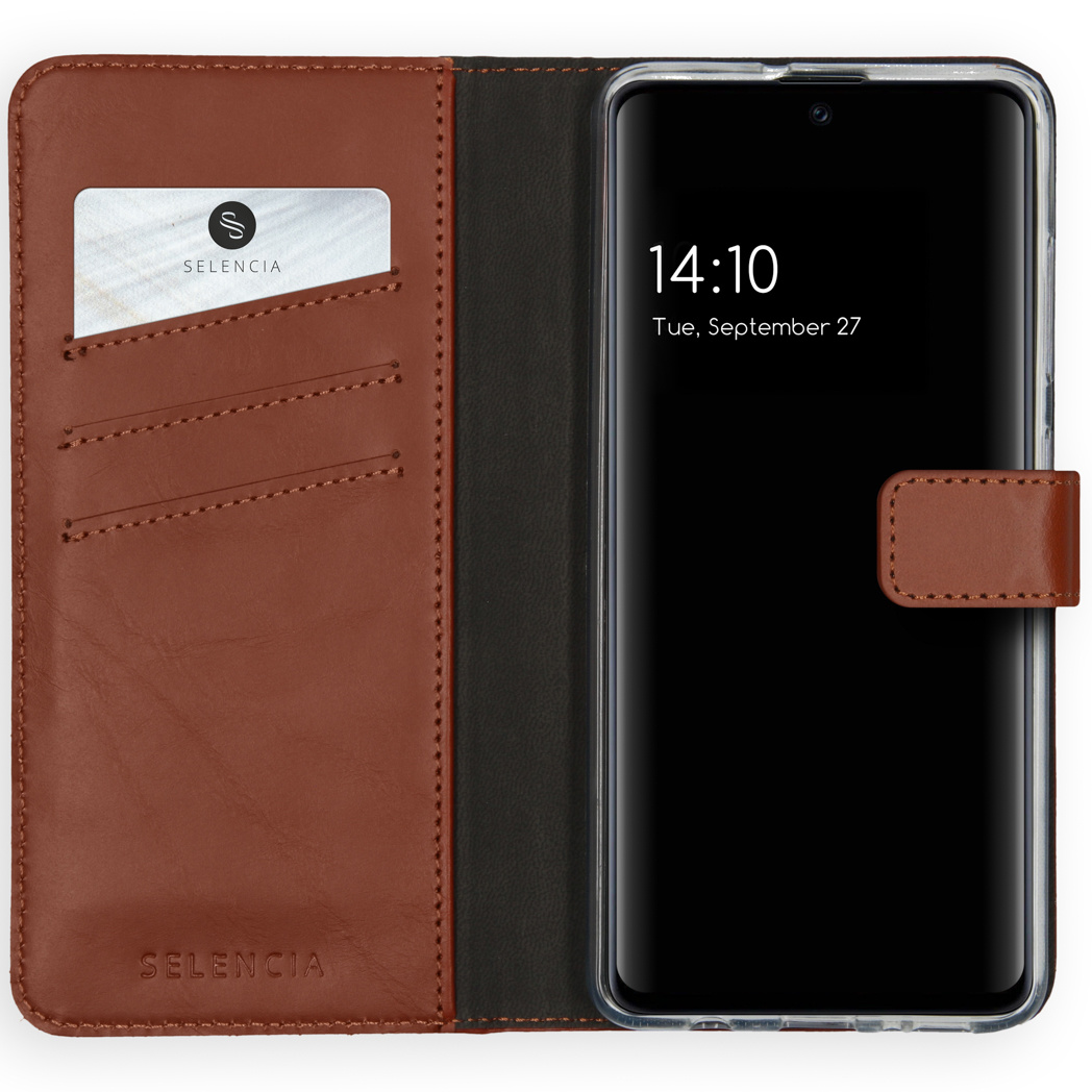 Selencia Echt Lederen Bookcase Samsung Galaxy A51 – Lichtbruin