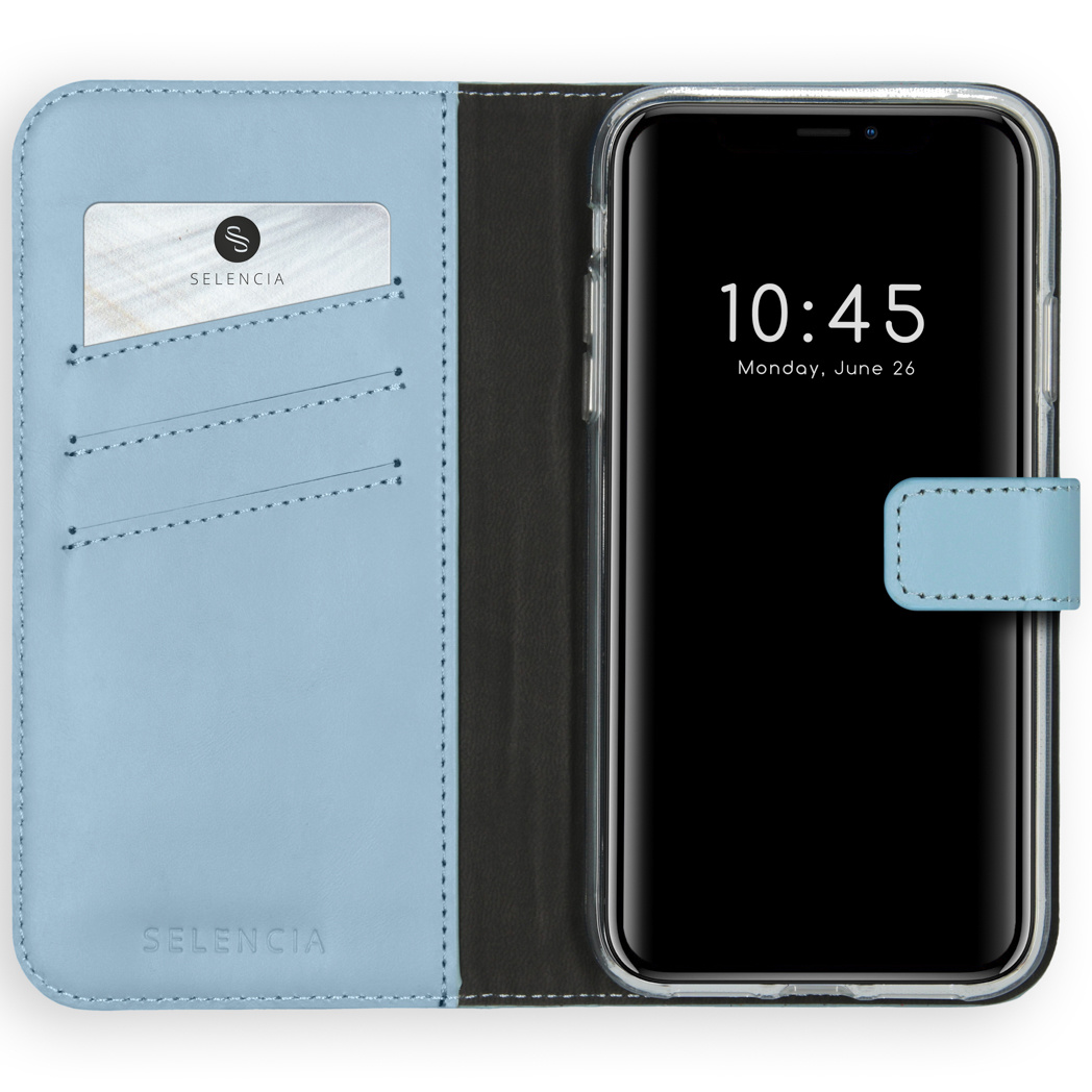 Selencia Echt Lederen Bookcase Apple iPhone 11 – Lichtblauw