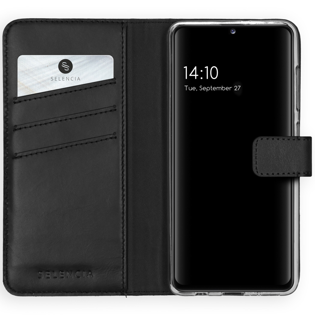 Selencia Echt Lederen Bookcase Samsung Galaxy A41 – Zwart