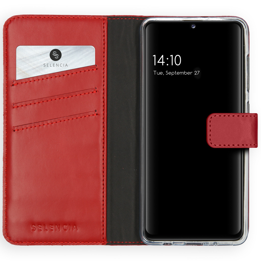 Selencia Echt Lederen Bookcase Samsung Galaxy A41 – Rood