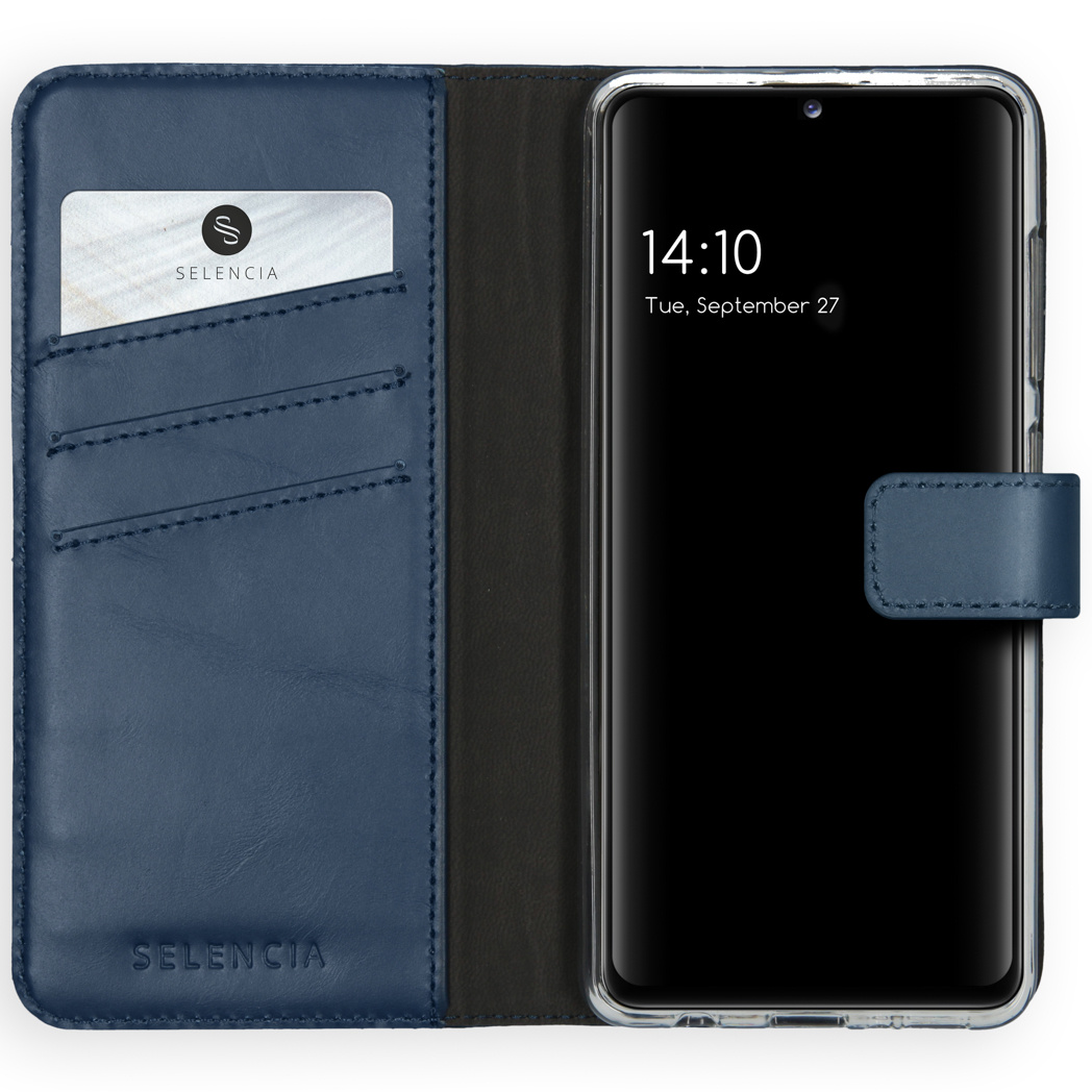 Selencia Echt Lederen Bookcase Samsung Galaxy A41 – Blauw