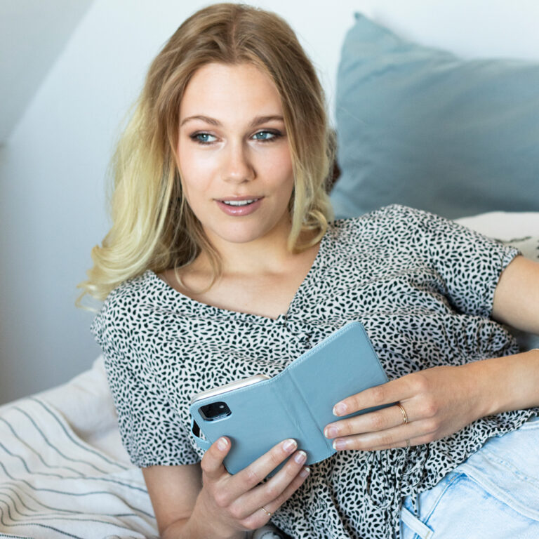 Selencia Echt Lederen Bookcase Samsung Galaxy A50 / A30s - Lichtblauw - Afbeelding 4