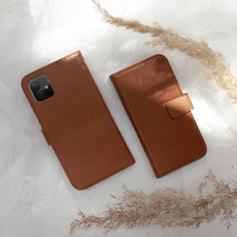 Selencia Echt Lederen Bookcase Apple iPhone Xs - Lichtbruin - Afbeelding 8
