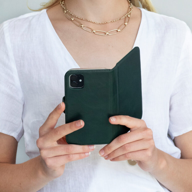Selencia Echt Lederen Bookcase Apple iPhone Xs - Groen - Afbeelding 8