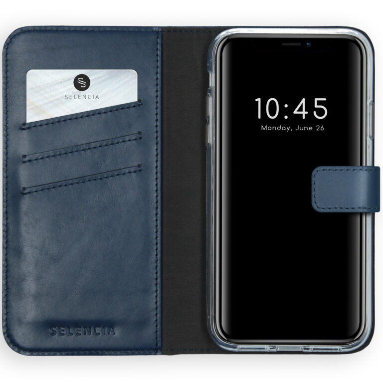 Selencia Echt Lederen Bookcase Apple iPhone Xr - Blauw