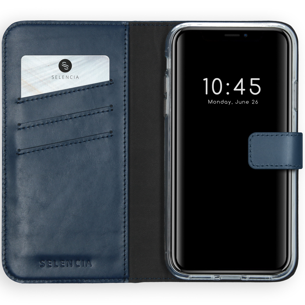 Selencia Echt Lederen Bookcase Apple iPhone Xr – Blauw