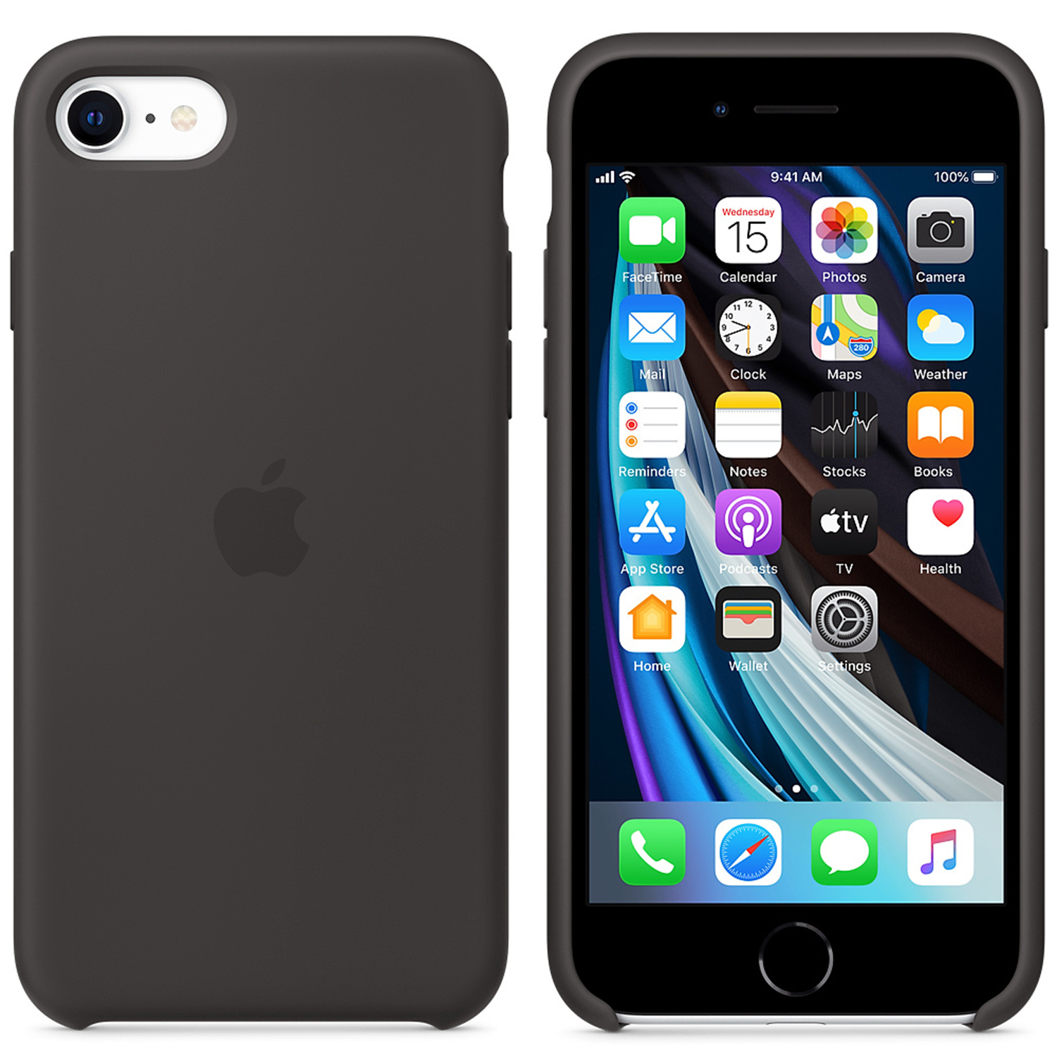 Apple Silicone Backcover iPhone SE (2022 / 2020) - Black - Afbeelding 4
