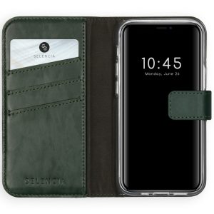 Selencia Echt Leren Bookcase Apple iPhone 12 Mini - Groen