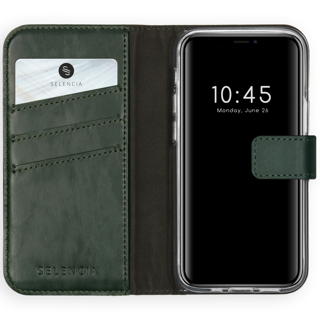 Selencia Echt Leren Bookcase Apple iPhone 12 Mini - Groen