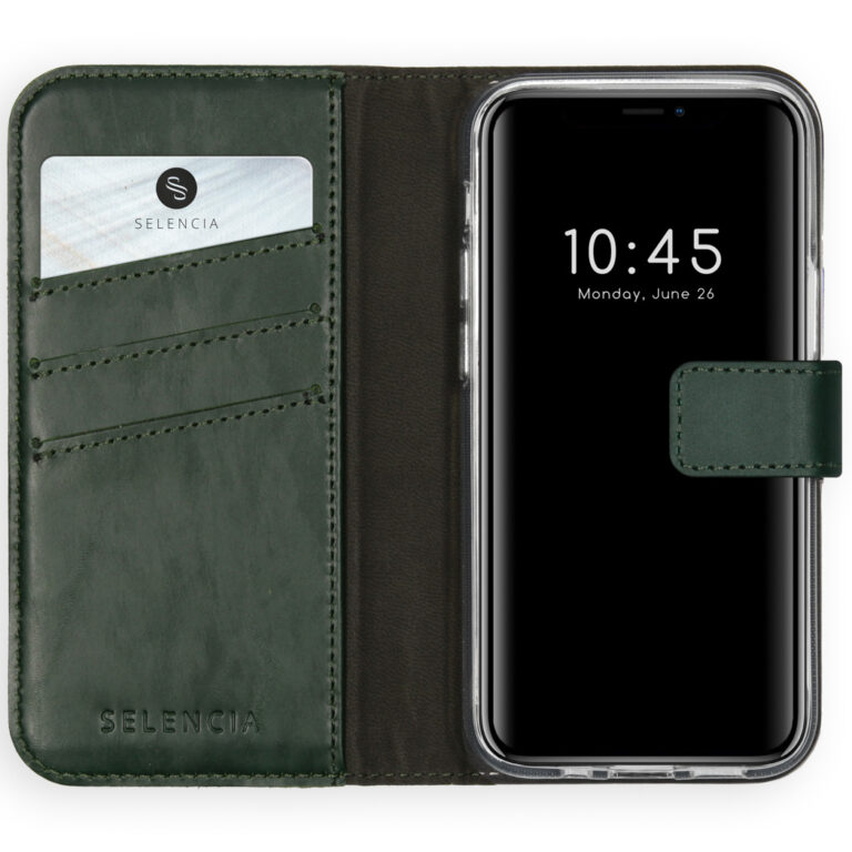 Selencia Echt Lederen Bookcase Apple iPhone 12 Mini - Groen