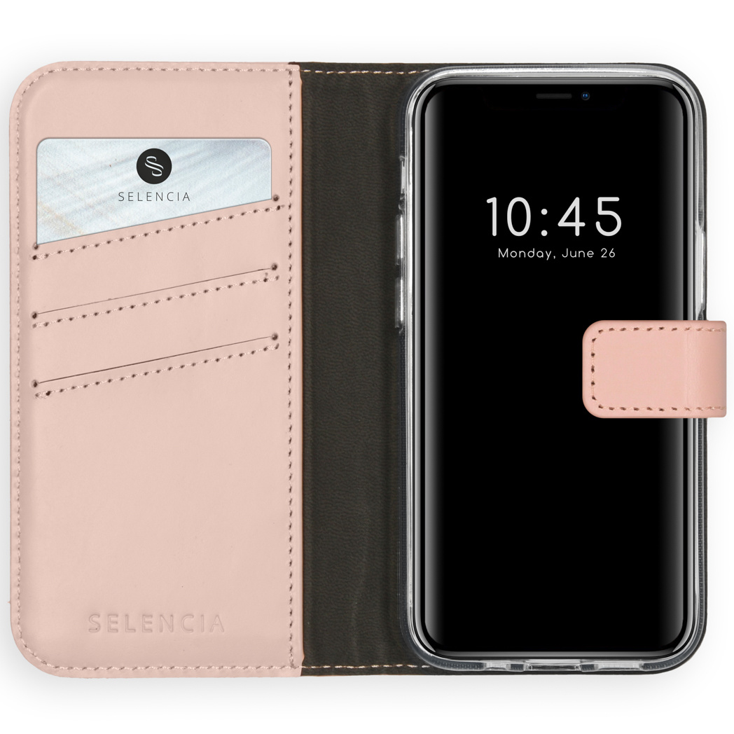 Selencia Echt Lederen Bookcase Apple iPhone 12 Mini – Roze