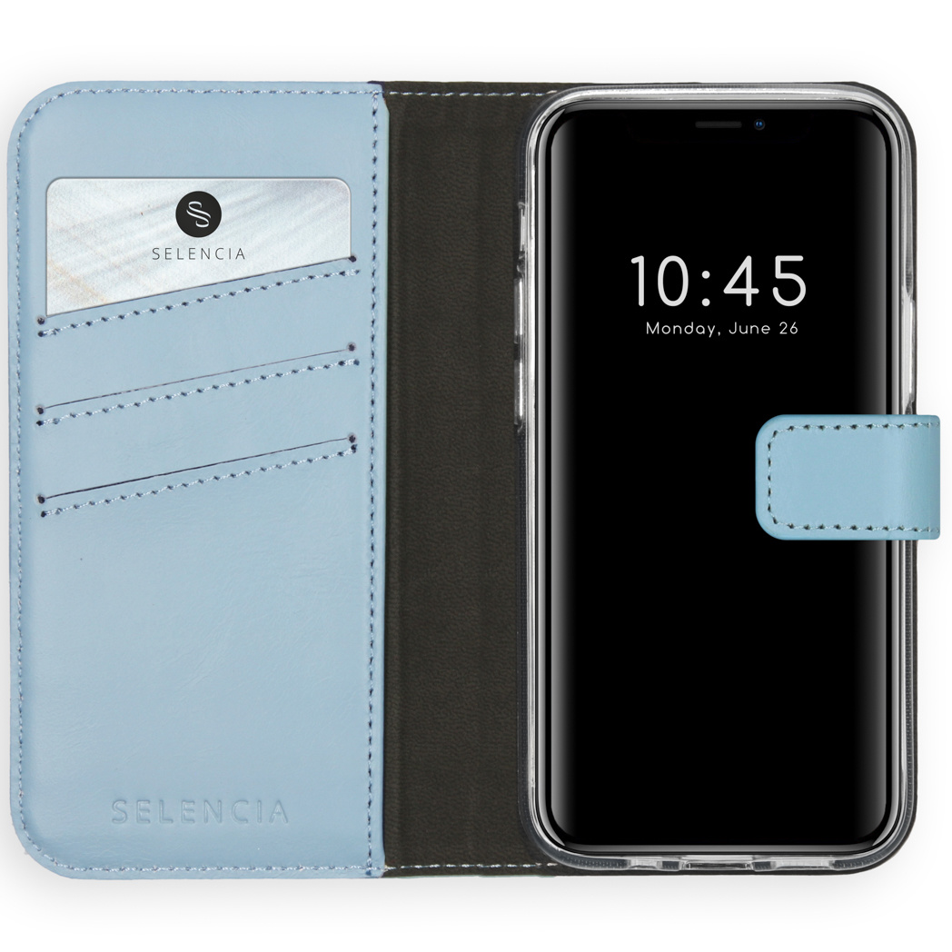 Selencia Echt Lederen Bookcase Apple iPhone 12 Mini – Lichtblauw