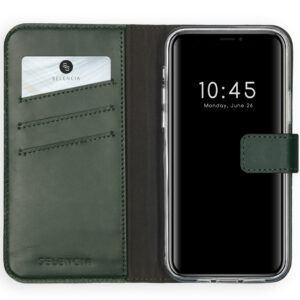 Selencia Echt Lederen Bookcase Apple iPhone 12 (Pro) - Groen
