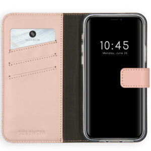 Selencia Echt Lederen Bookcase Apple iPhone 12 (Pro) - Roze