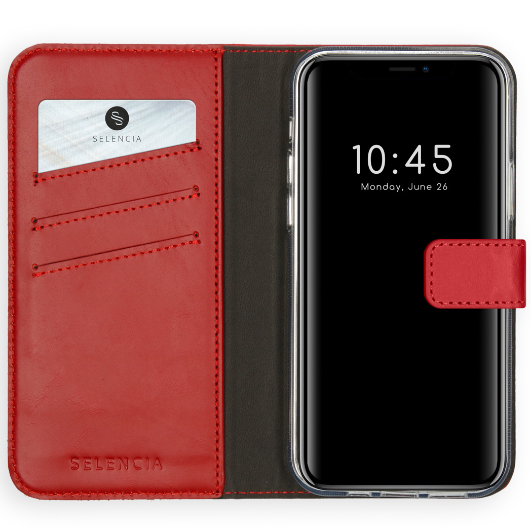 Selencia Echt Lederen Bookcase Apple iPhone 12 Pro Max – Rood