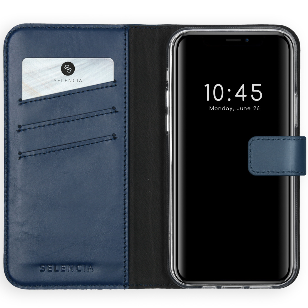Selencia Echt Lederen Bookcase Apple iPhone 12 Pro Max – Blauw