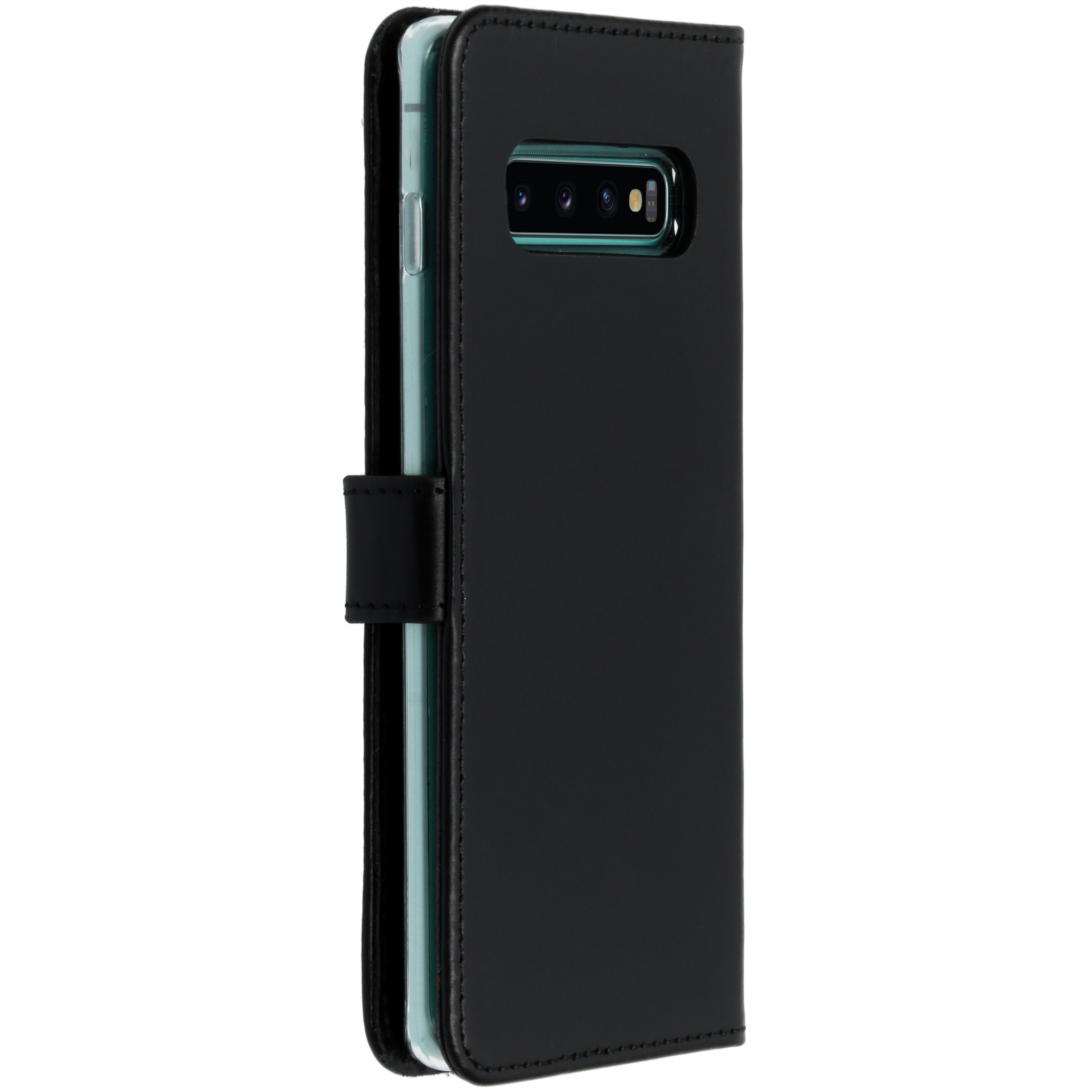 Selencia Echt Leren Bookcase Samsung Galaxy S10 Plus - Zwart - Afbeelding 3